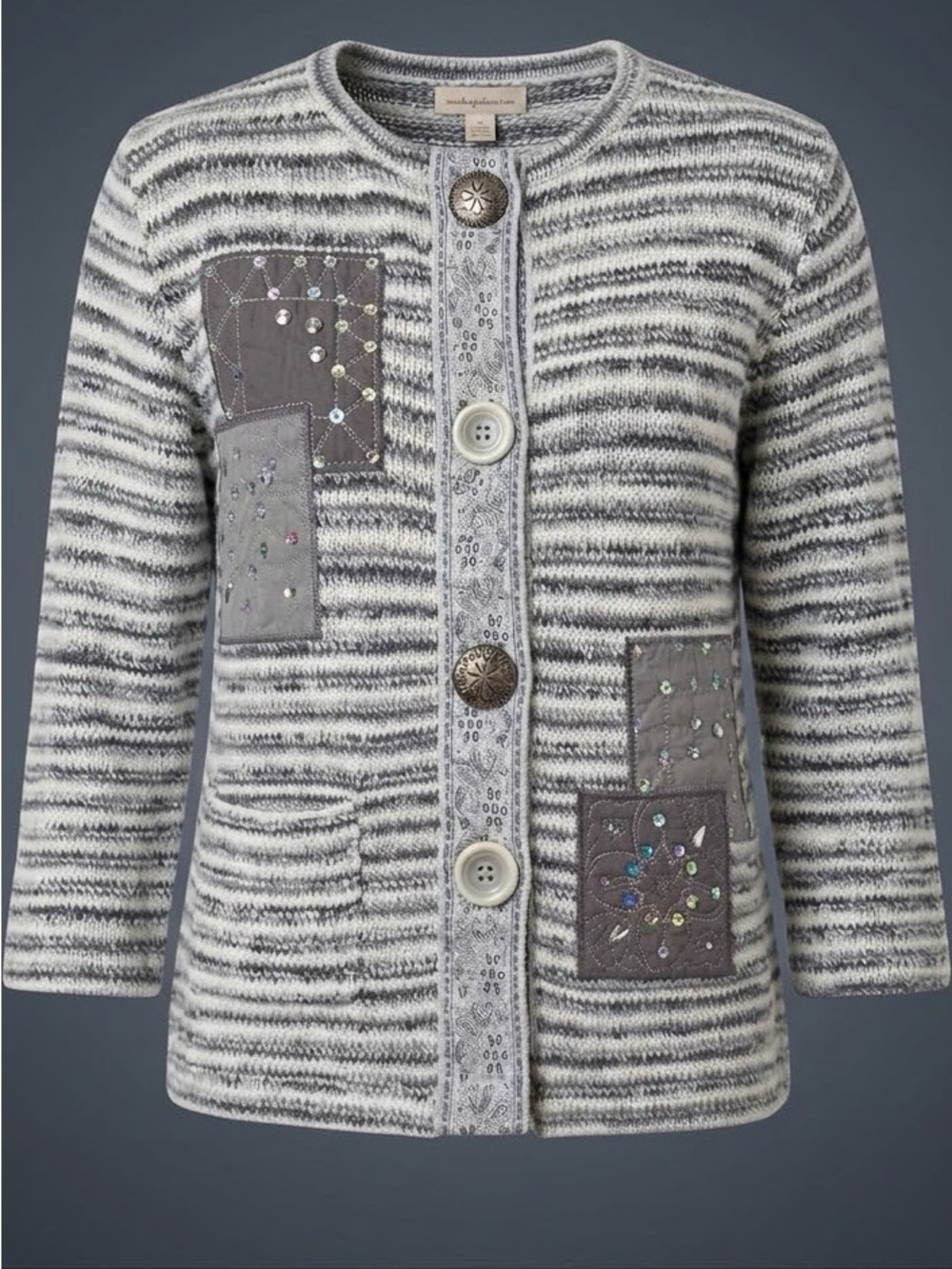 Per Una Marks & Spencer Patchwork Button Cardigan Jacket Medium